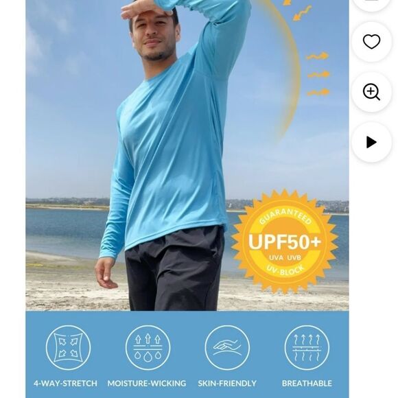 Baleaf Men's Blue Long Sleeve Crew neck  Shirt size M - Picture 8 of 11